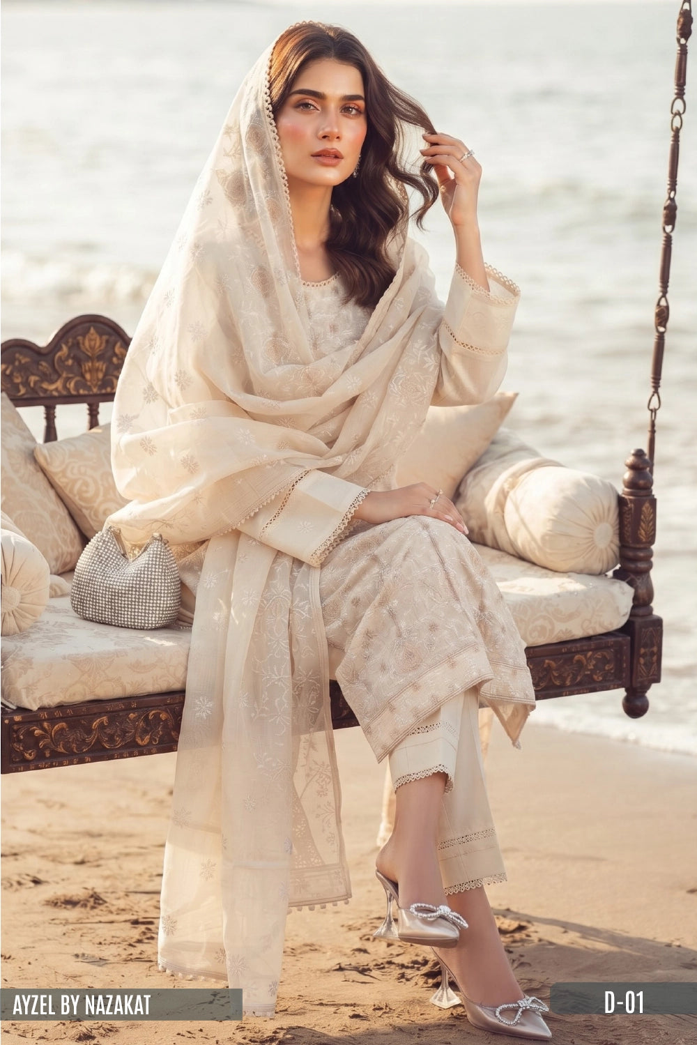 AYZEL BY NAZAKAT Karandi Chiffon Dupta D-01