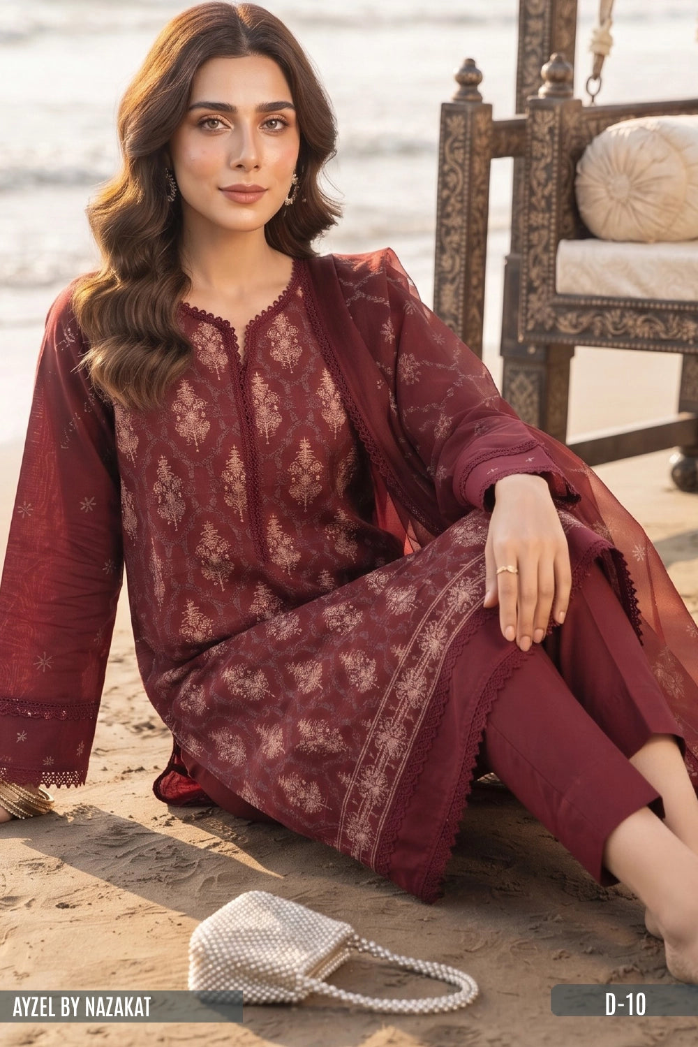 AYZEL BY NAZAKAT Karandi Chiffon Dupta D-10