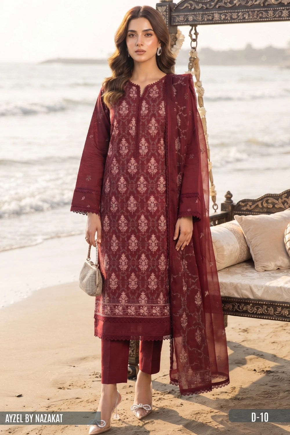 AYZEL BY NAZAKAT Karandi Chiffon Dupta D-10