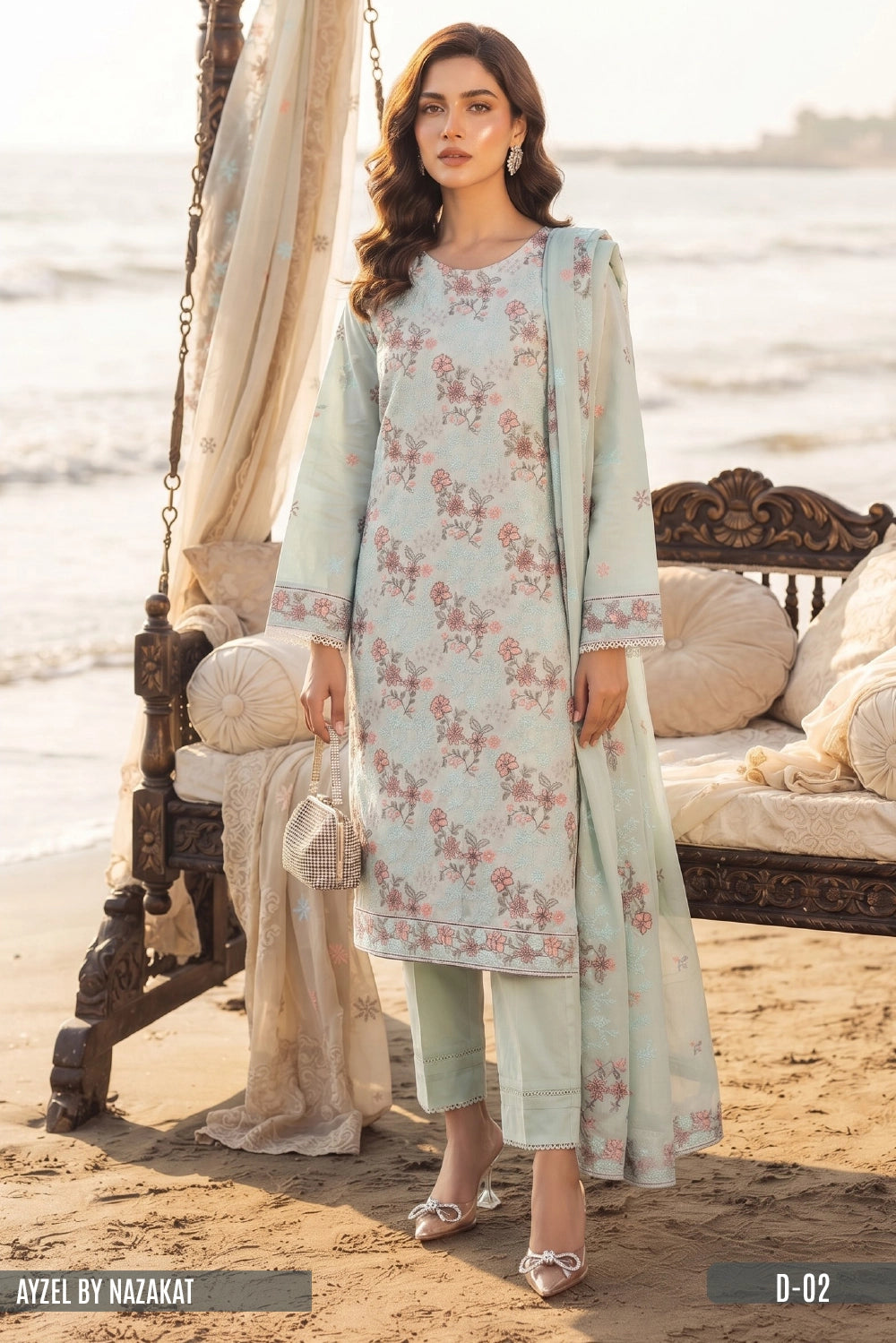 AYZEL BY NAZAKAT Karandi Chiffon Dupta D-02