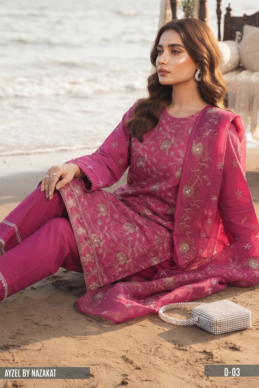 AYZEL BY NAZAKAT Karandi Chiffon Dupta D-03