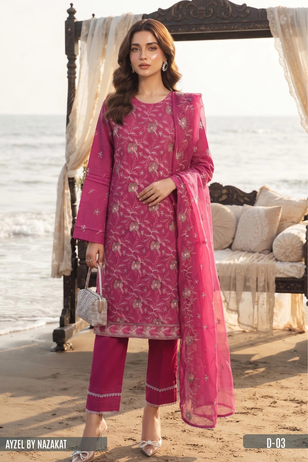 AYZEL BY NAZAKAT Karandi Chiffon Dupta D-03