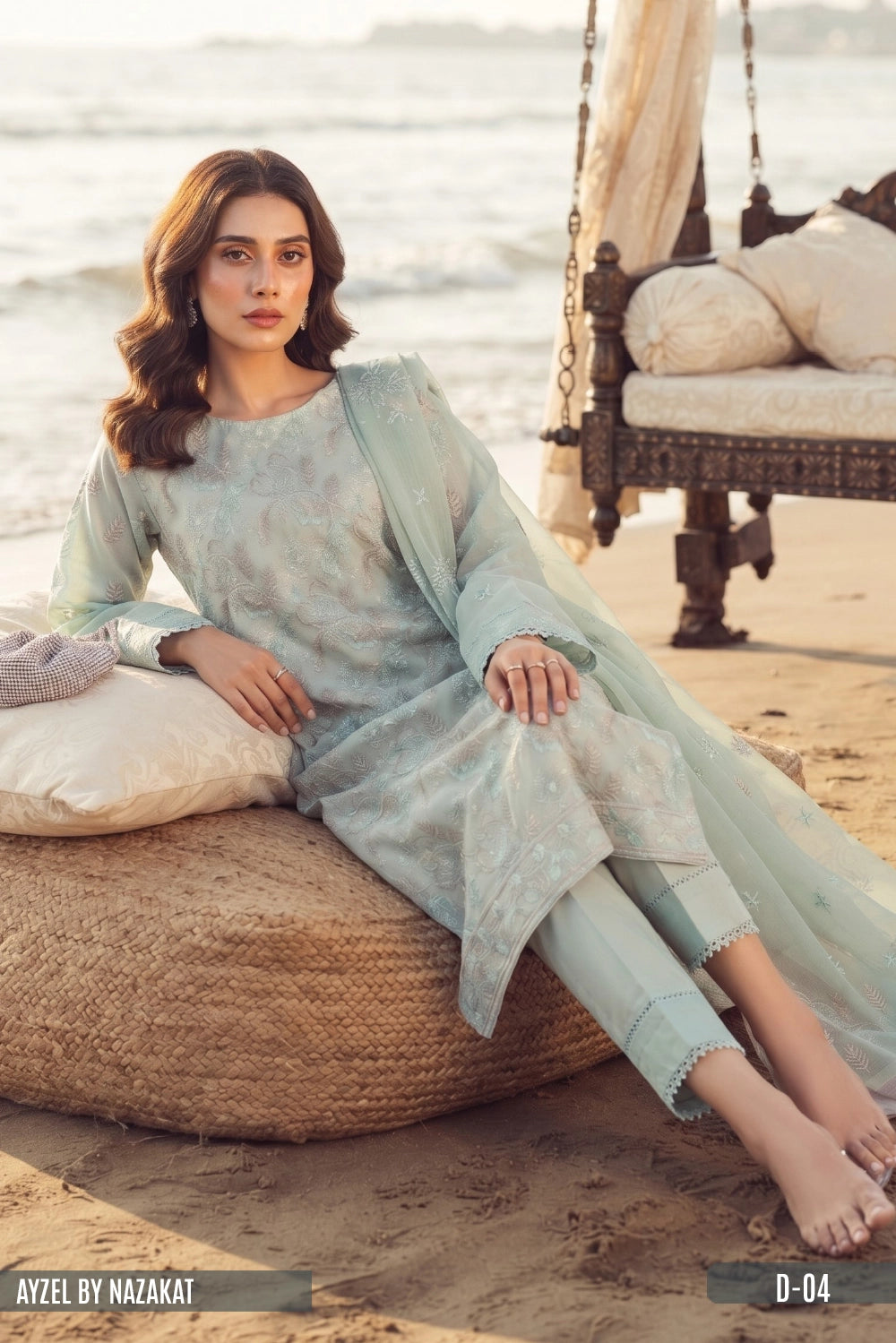AYZEL BY NAZAKAT Karandi Chiffon Dupta D-04
