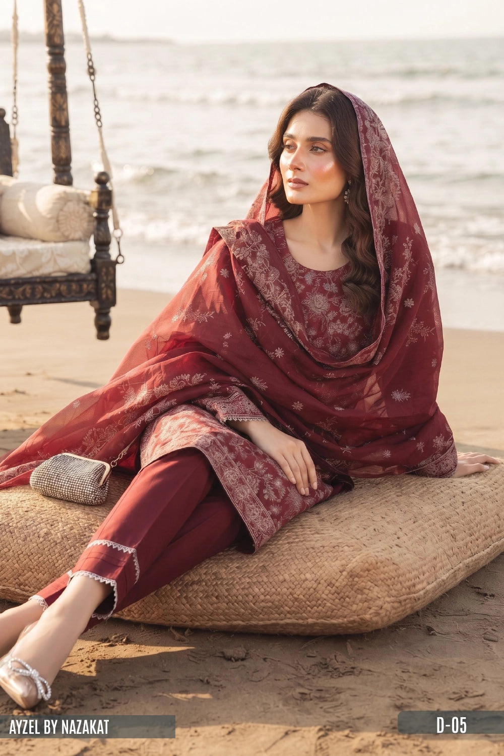 AYZEL BY NAZAKAT Karandi Chiffon Dupta D-05