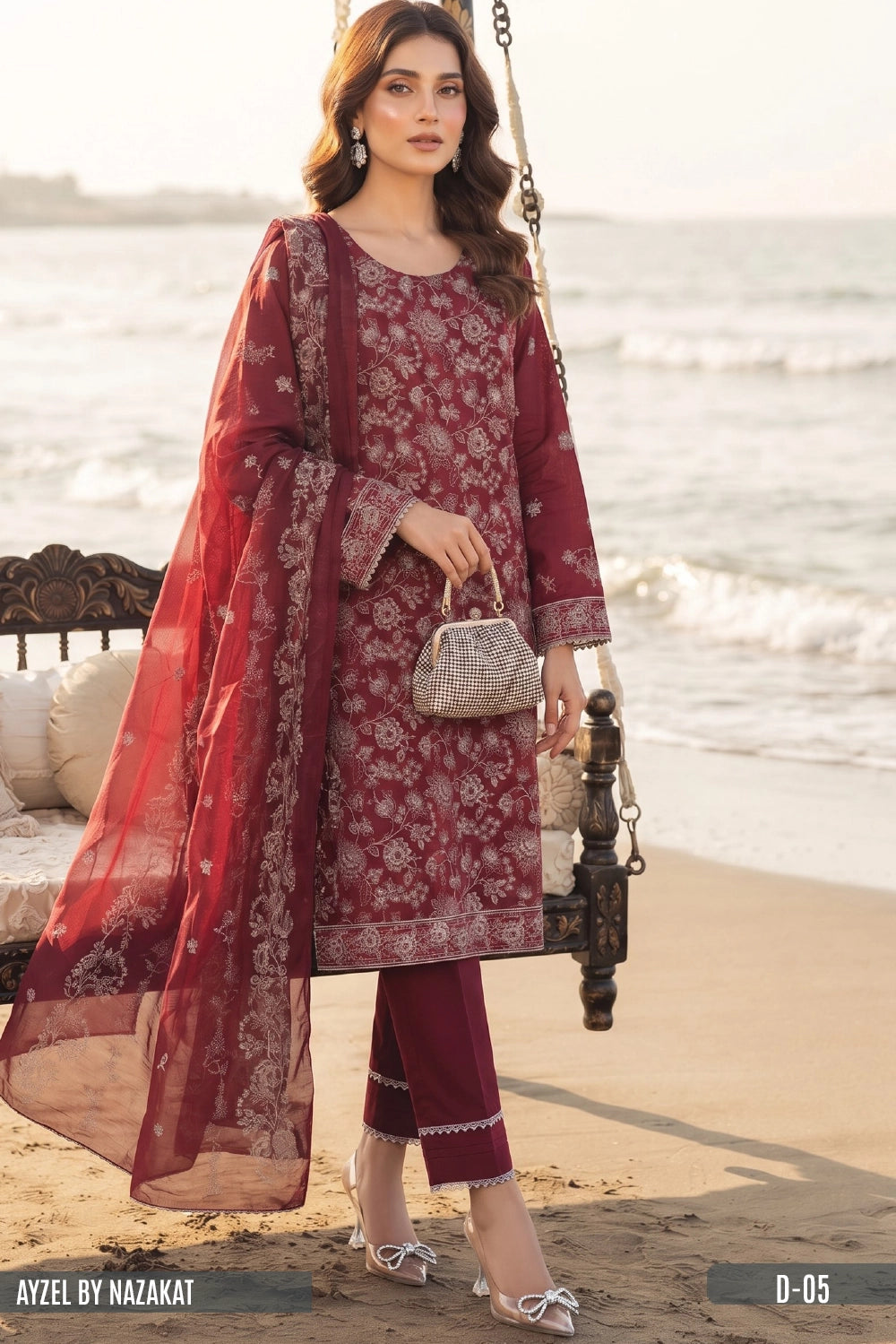 AYZEL BY NAZAKAT Karandi Chiffon Dupta D-05