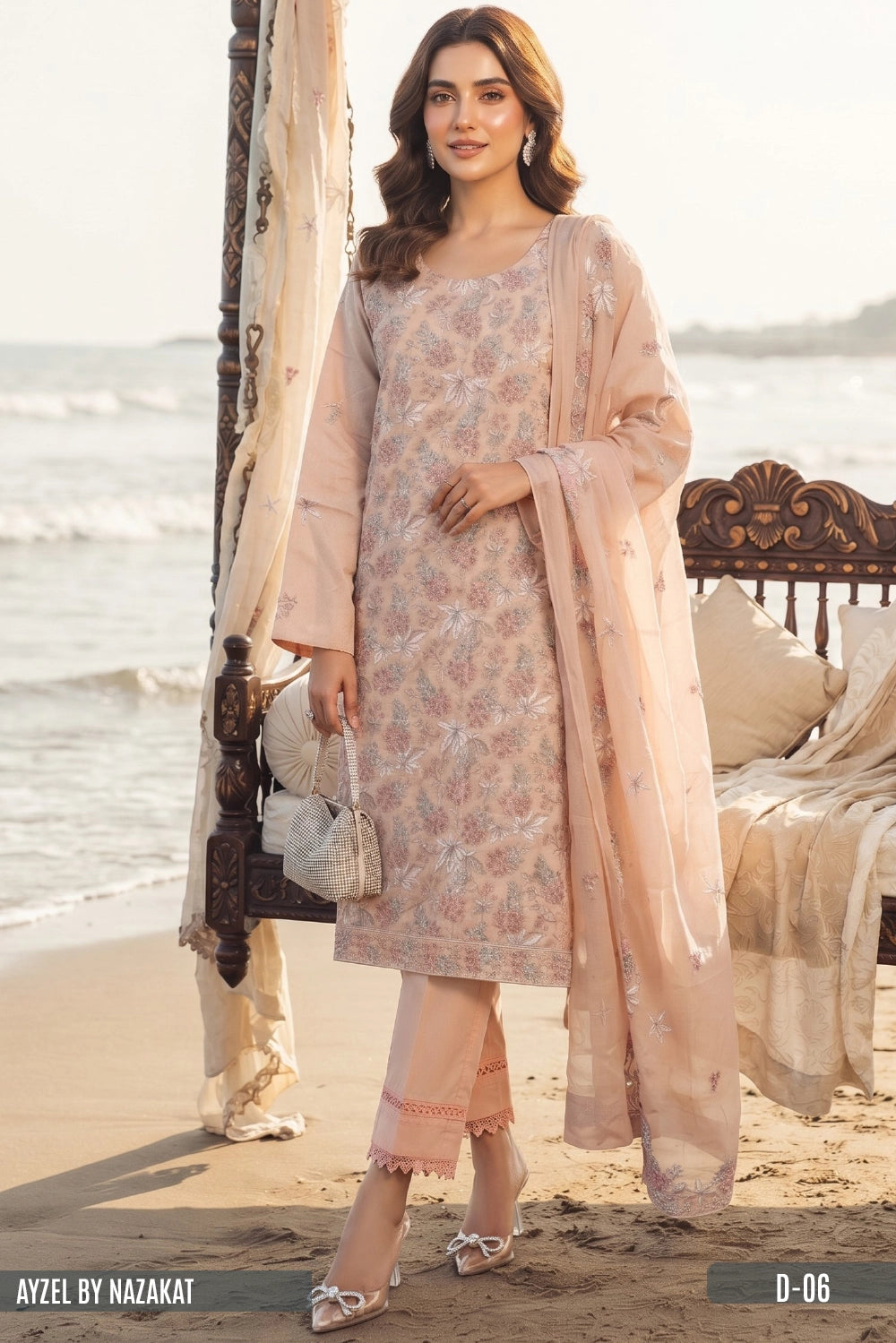 AYZEL BY NAZAKAT Karandi Chiffon Dupta D-06