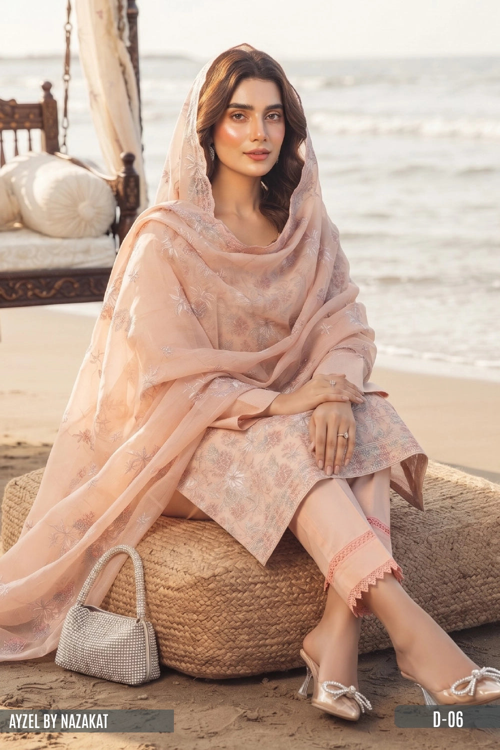 AYZEL BY NAZAKAT Karandi Chiffon Dupta D-06