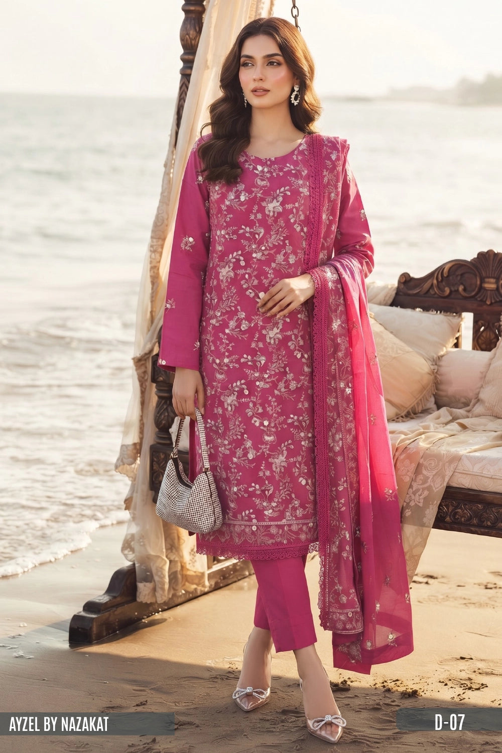 AYZEL BY NAZAKAT Karandi Chiffon Dupta D-07
