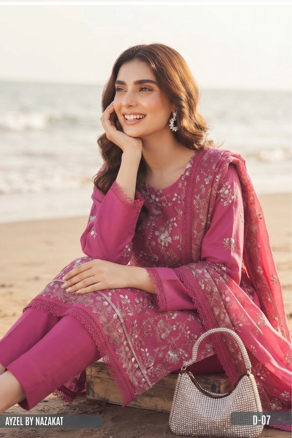 AYZEL BY NAZAKAT Karandi Chiffon Dupta D-07