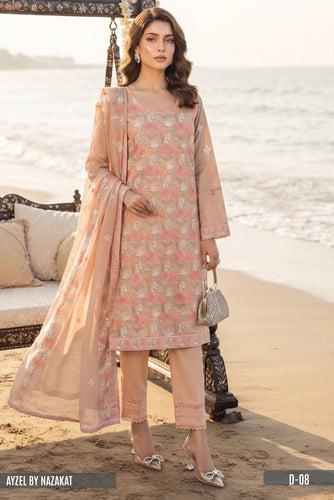AYZEL BY NAZAKAT Karandi Chiffon Dupta D-08