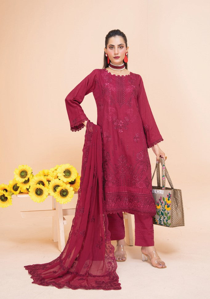 Air jet fancy peach wool  With laser cut dupatta Vol-505