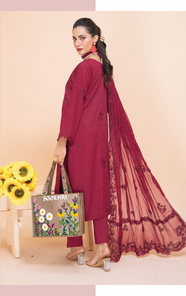 Air jet fancy peach wool  With laser cut dupatta Vol-505