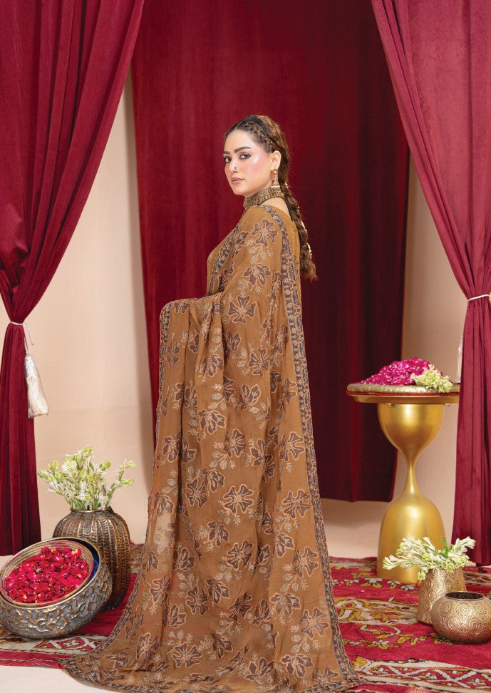 Air jet fancy peach wool  With laser cut dupatta Vol-508