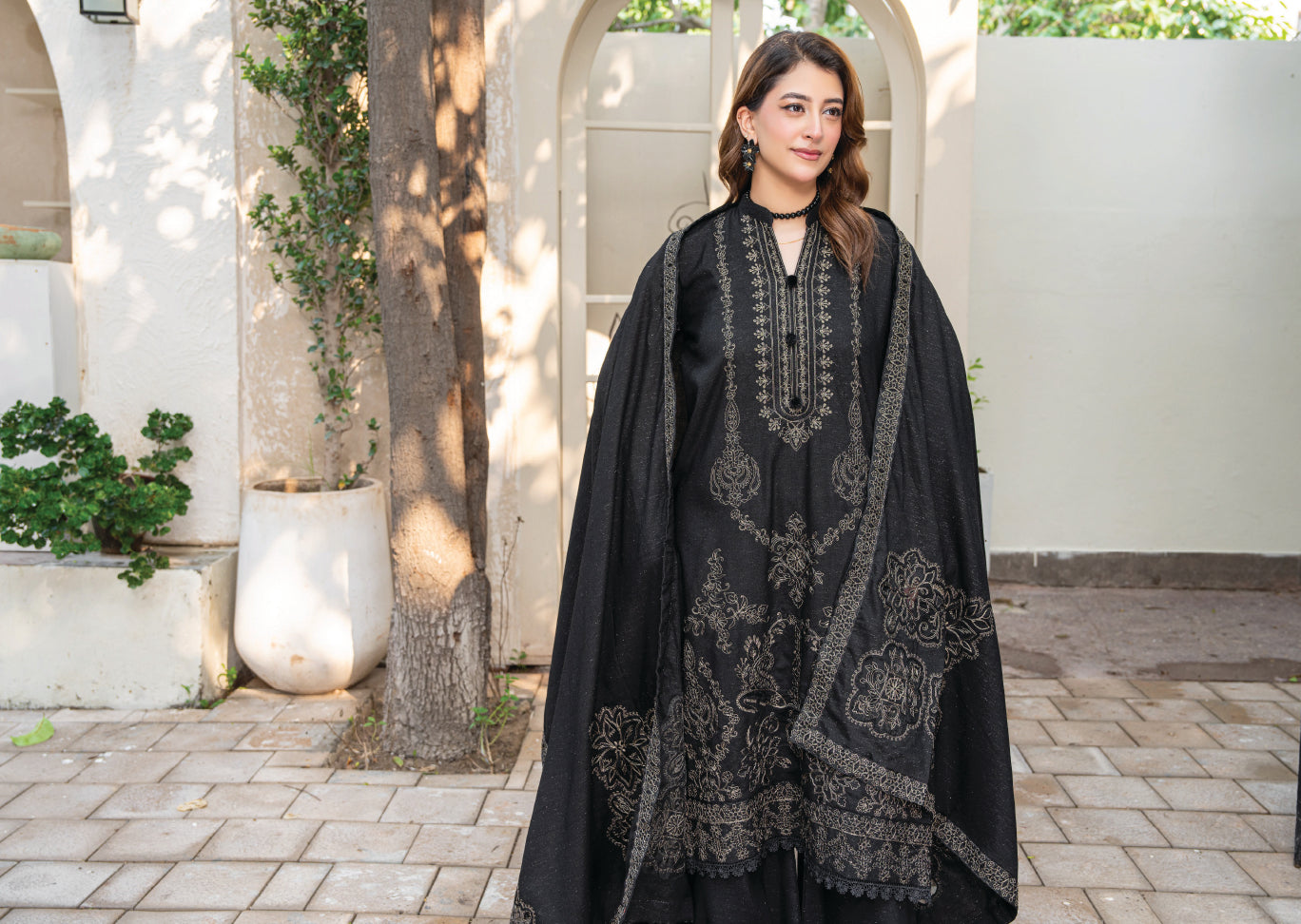 Air jet fancy peach wool  With laser cut dupatta Vol-563