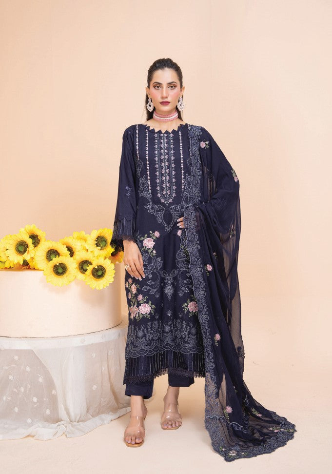 Air jet fancy peach wool  With laser cut dupatta Vol-505