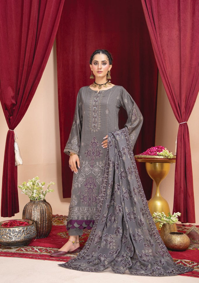 Air jet fancy peach wool  With laser cut dupatta Vol-508