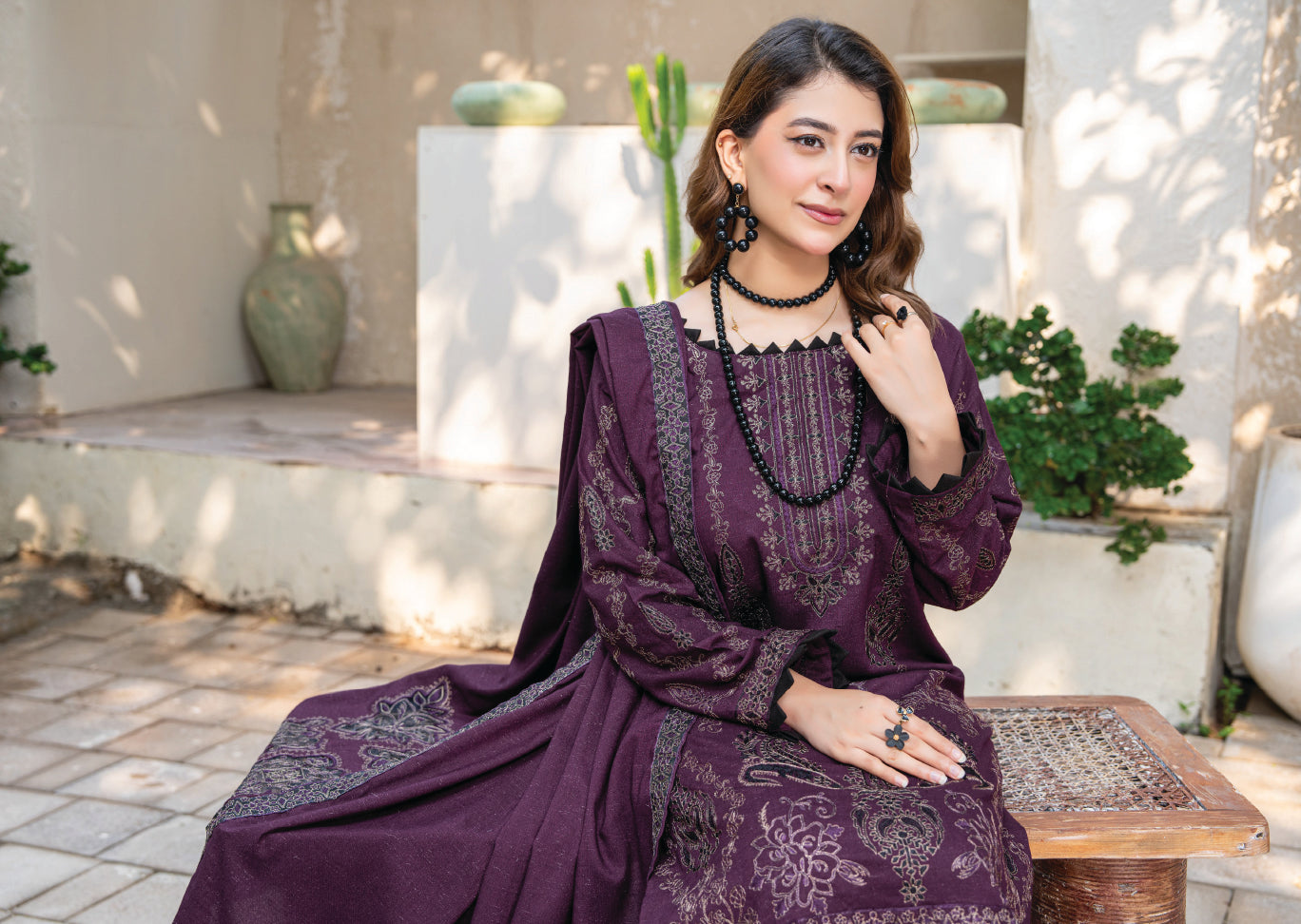 Air jet fancy peach wool  With laser cut dupatta Vol-563