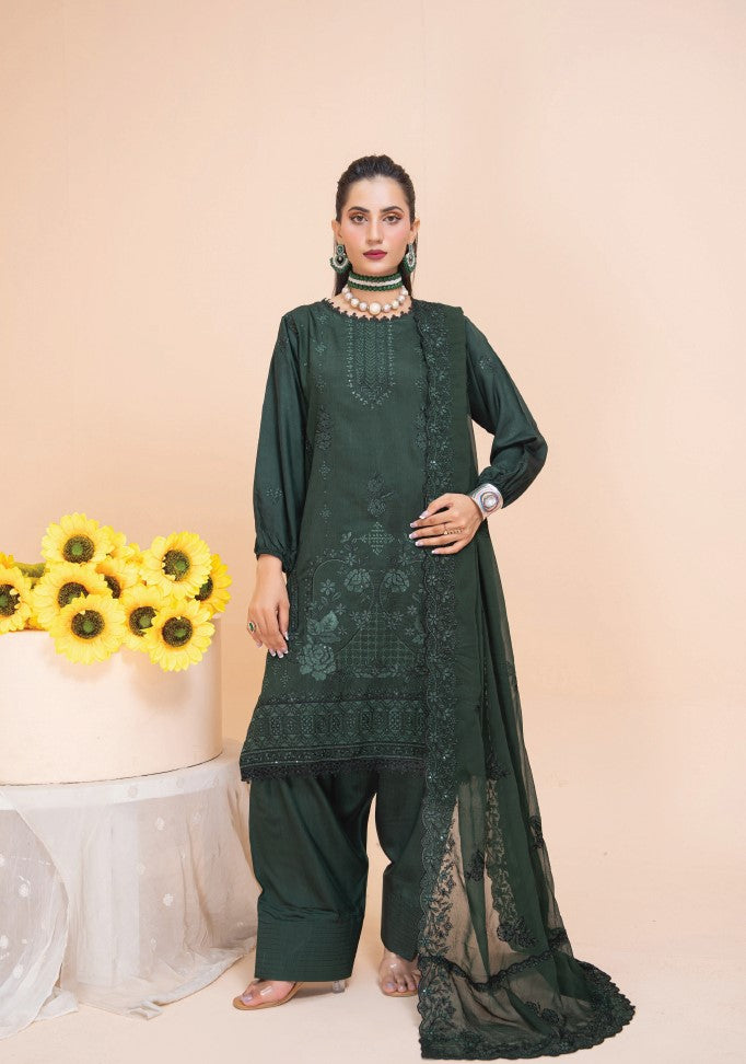 Air jet fancy peach wool  With laser cut dupatta Vol-505