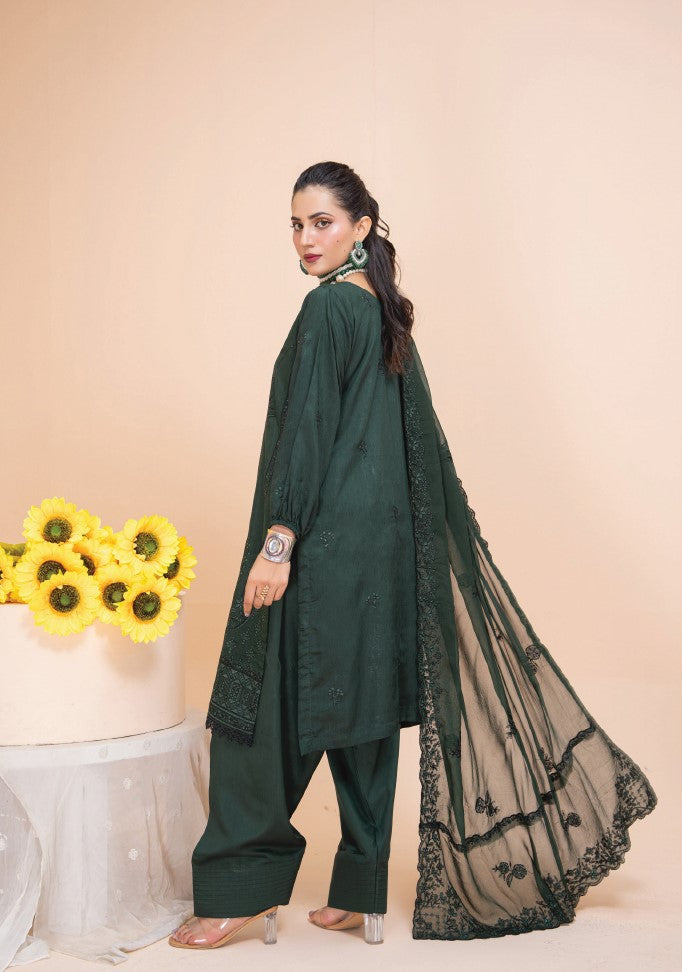 Air jet fancy peach wool  With laser cut dupatta Vol-505