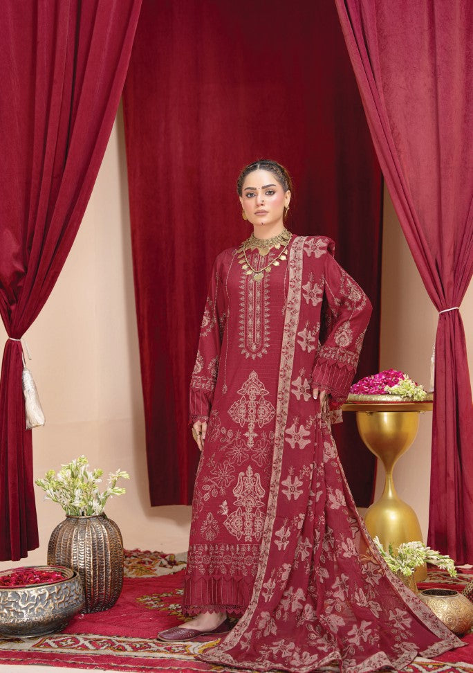 Air jet fancy peach wool  With laser cut dupatta Vol-508