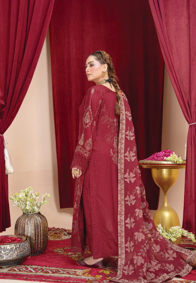 Air jet fancy peach wool  With laser cut dupatta Vol-508
