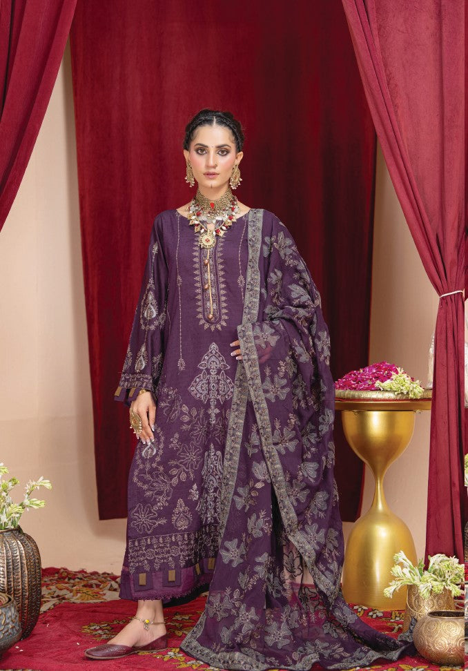 Air jet fancy peach wool  With laser cut dupatta Vol-508