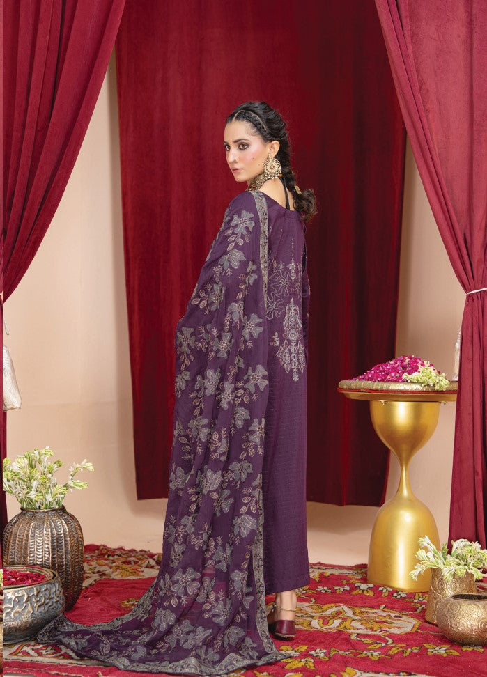 Air jet fancy peach wool  With laser cut dupatta Vol-508