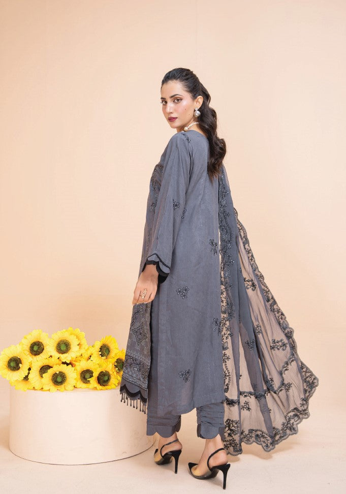 Air jet fancy peach wool  With laser cut dupatta Vol-505