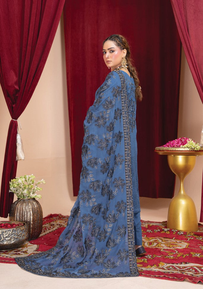 Air jet fancy peach wool  With laser cut dupatta Vol-508