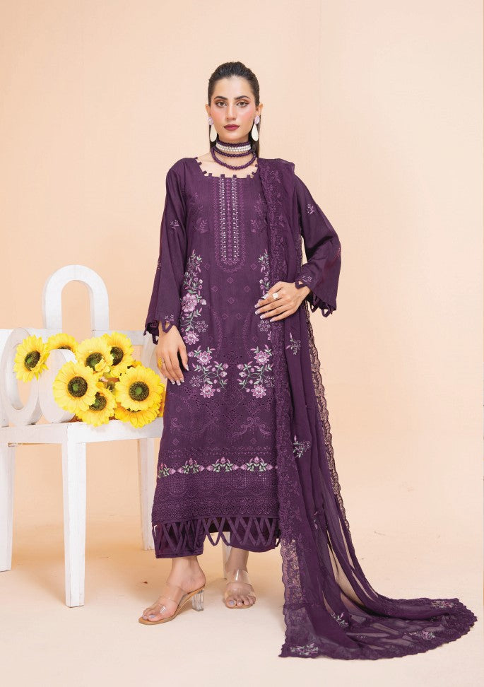 Air jet fancy peach wool  With laser cut dupatta Vol-505