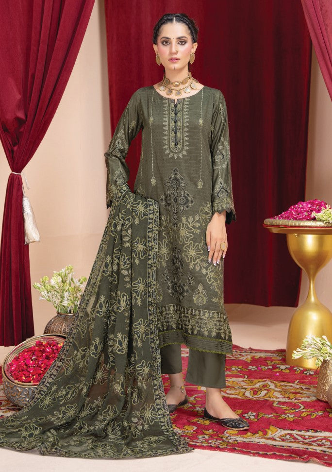 Air jet fancy peach wool  With laser cut dupatta Vol-508