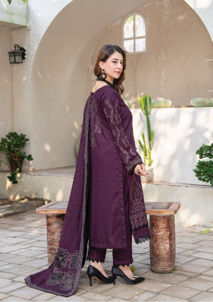 Air jet fancy peach wool  With laser cut dupatta Vol-563
