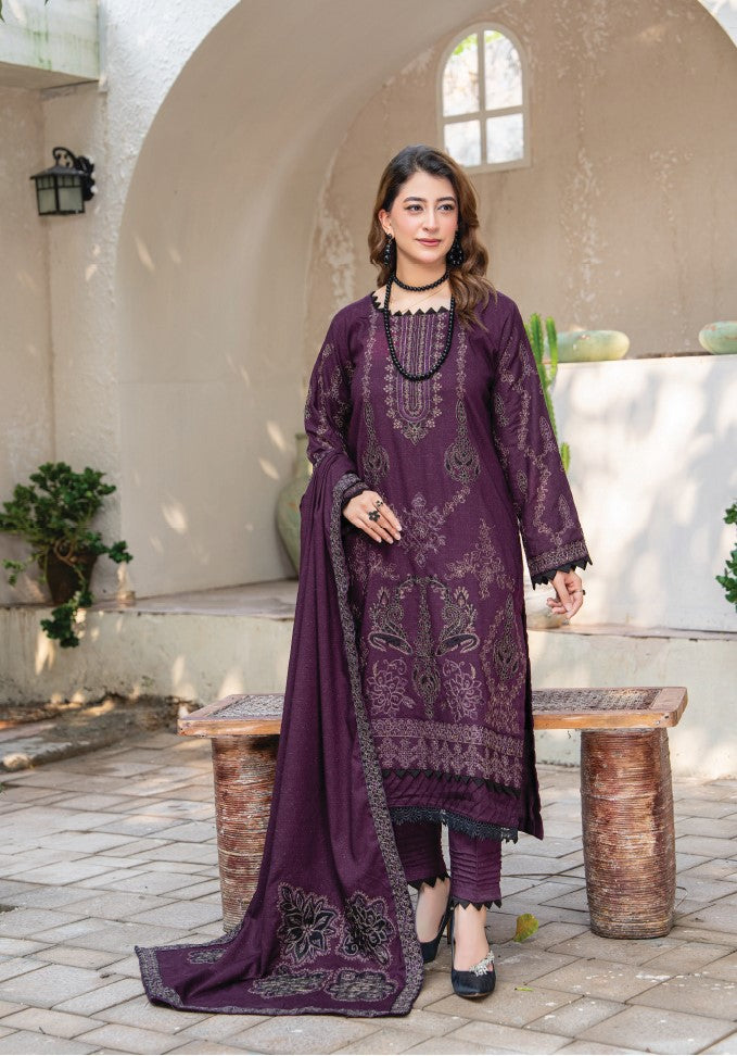 Air jet fancy peach wool  With laser cut dupatta Vol-563