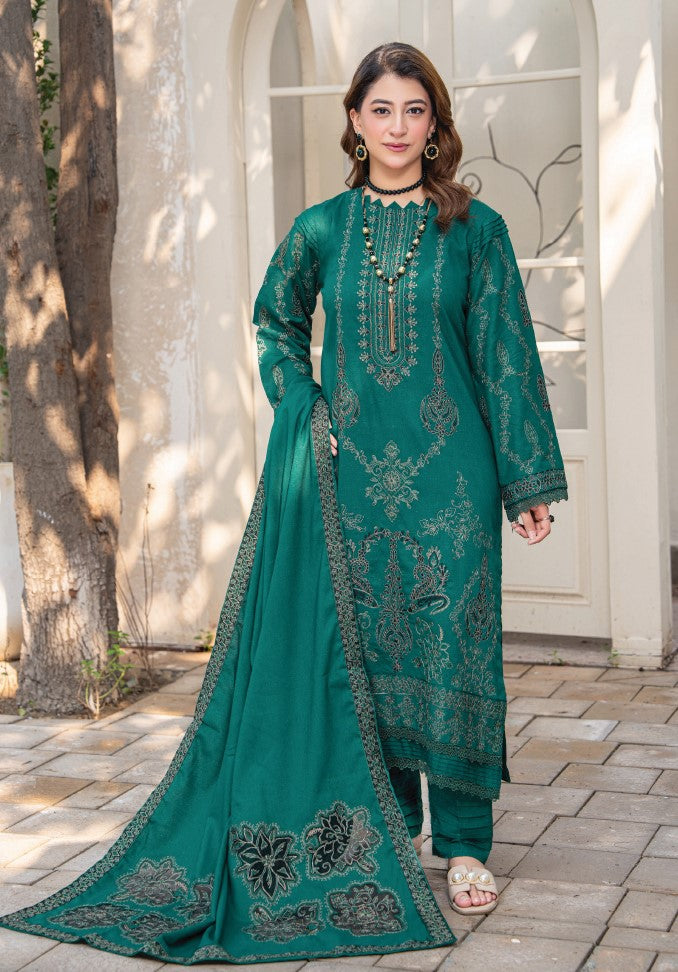 Air jet fancy peach wool  With laser cut dupatta Vol-563