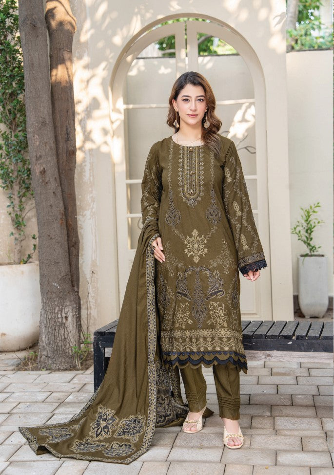 Air jet fancy peach wool  With laser cut dupatta Vol-563