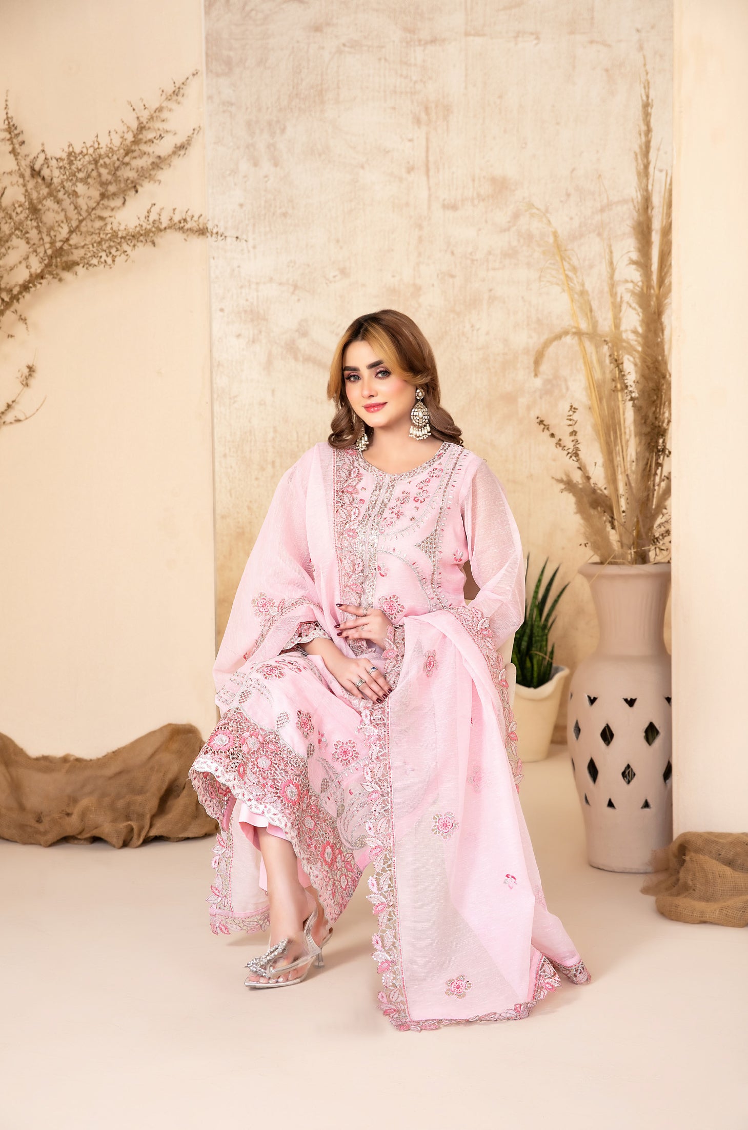 Lilen Embroidered Shirt & Fancy chiffon D-2921