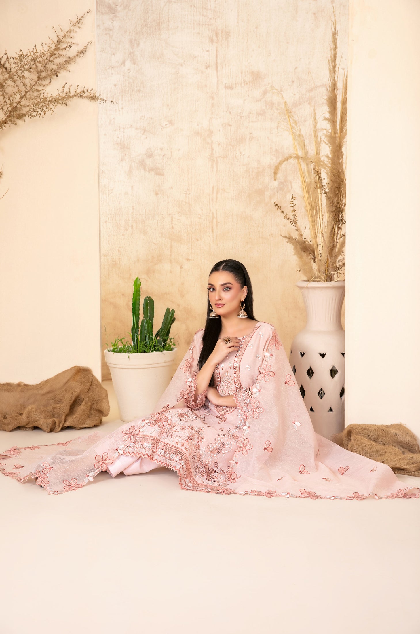 Lilen Embroidered Shirt & Fancy chiffon D-2917