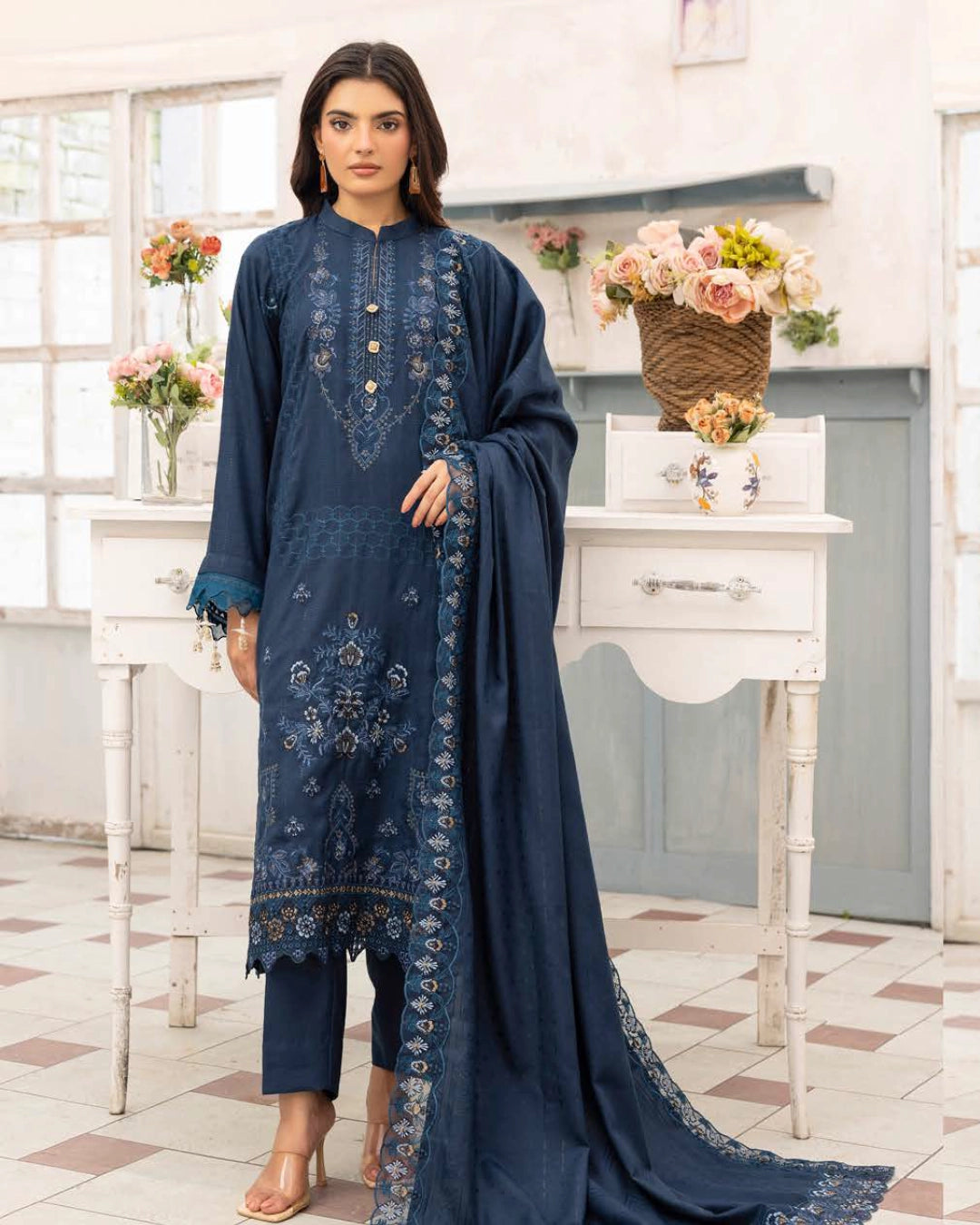 SHAISTA - Festive Semi Peach D-109