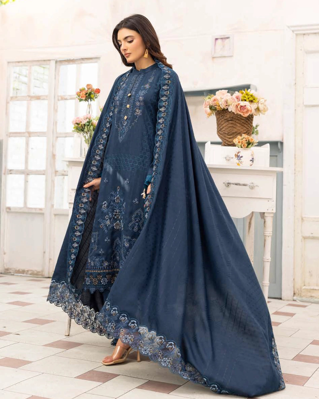 SHAISTA - Festive Semi Peach D-109