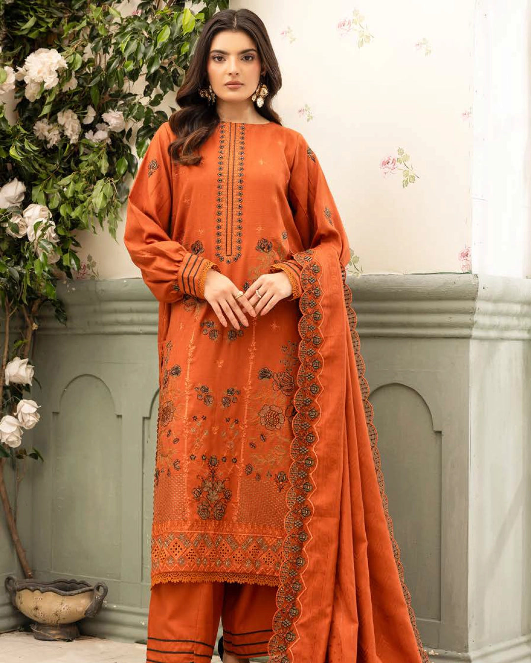 SHAISTA - Festive Semi Peach D-111