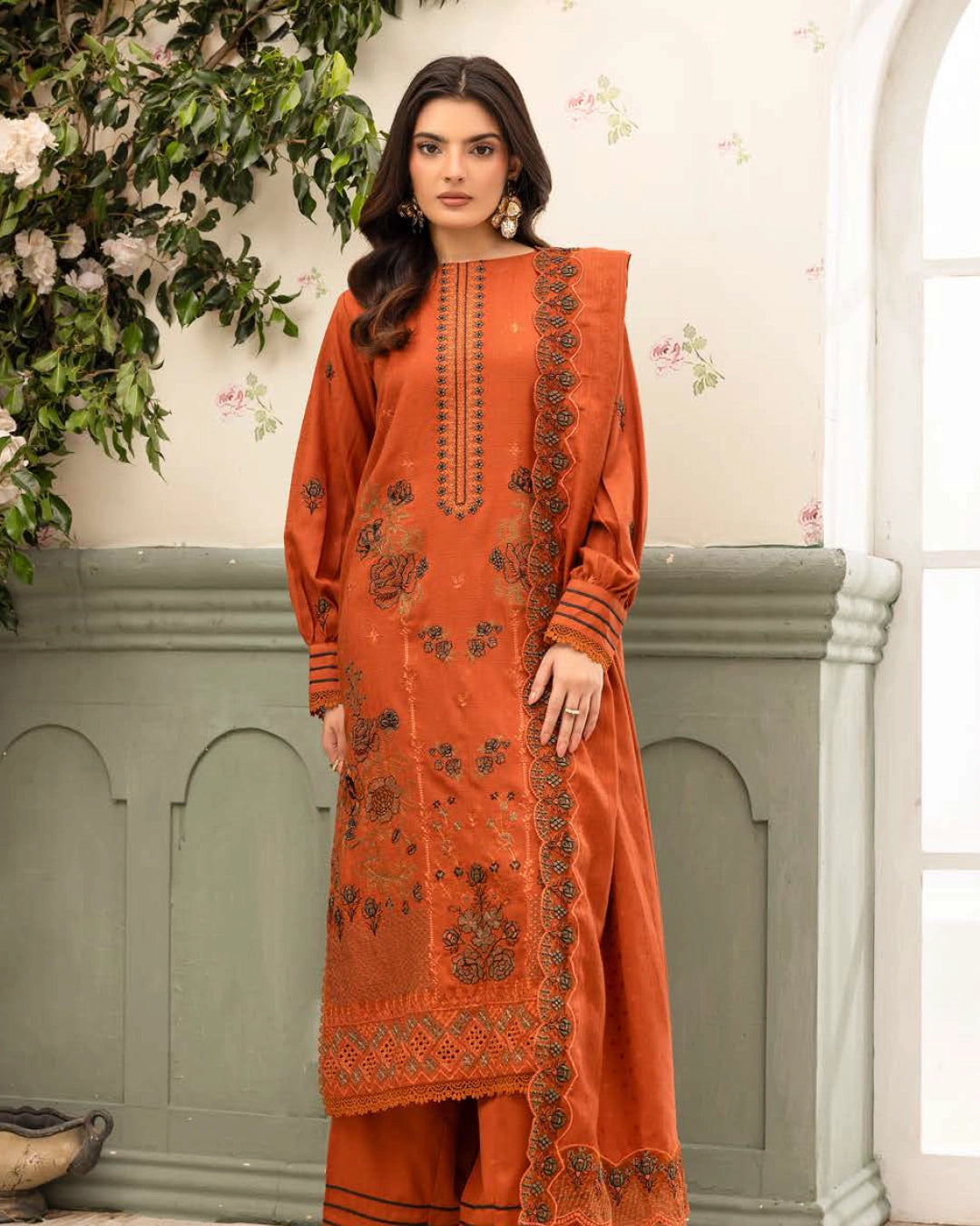 SHAISTA - Festive Semi Peach D-111