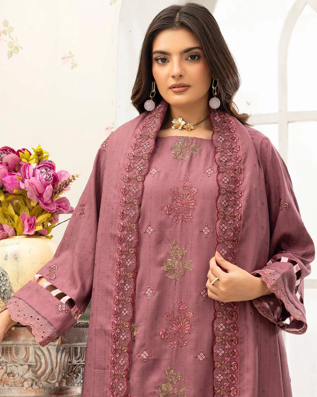 SHAISTA - Festive Semi Peach D-113
