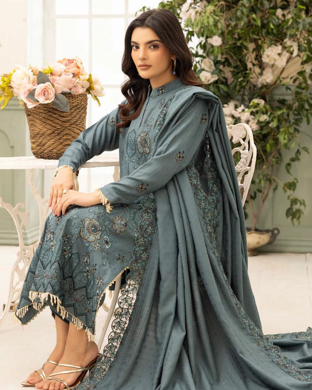 SHAISTA - Festive Semi Peach D-115