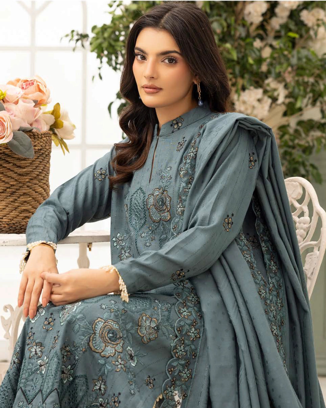 SHAISTA - Festive Semi Peach D-115