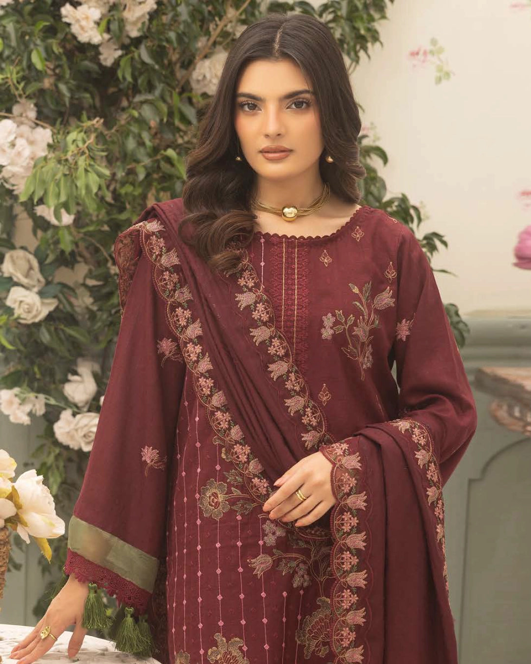 SHAISTA - Festive Semi Peach D-116