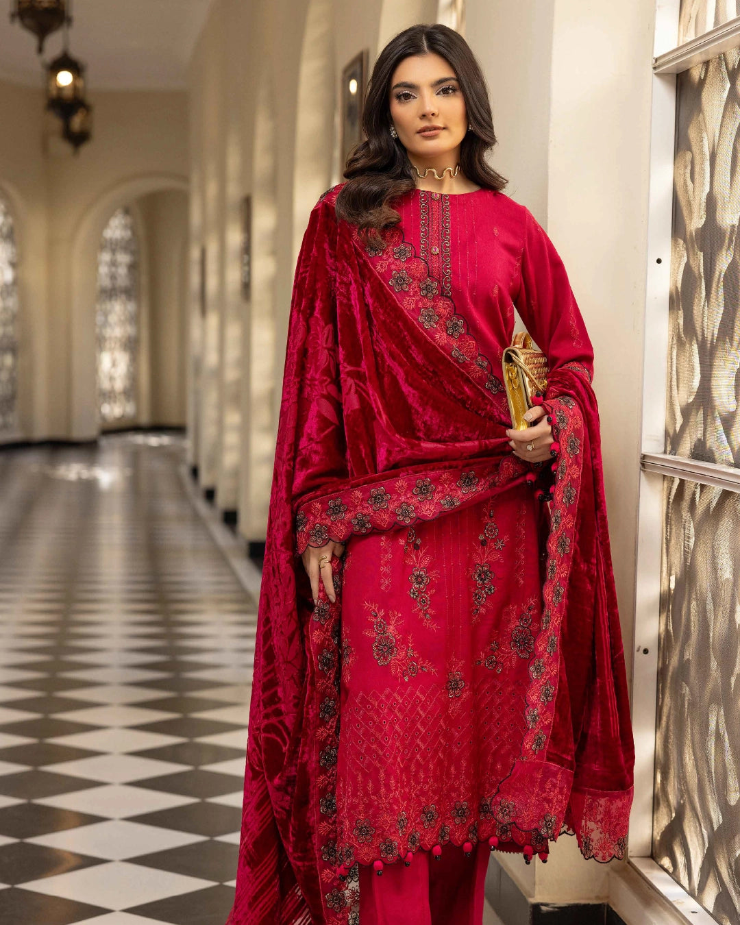 SHAISTA - GOLD PEACH EMB D-147