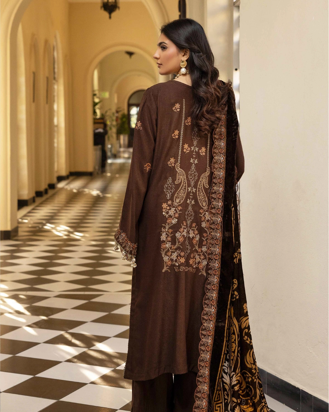 SHAISTA - GOLD PEACH EMB D-156