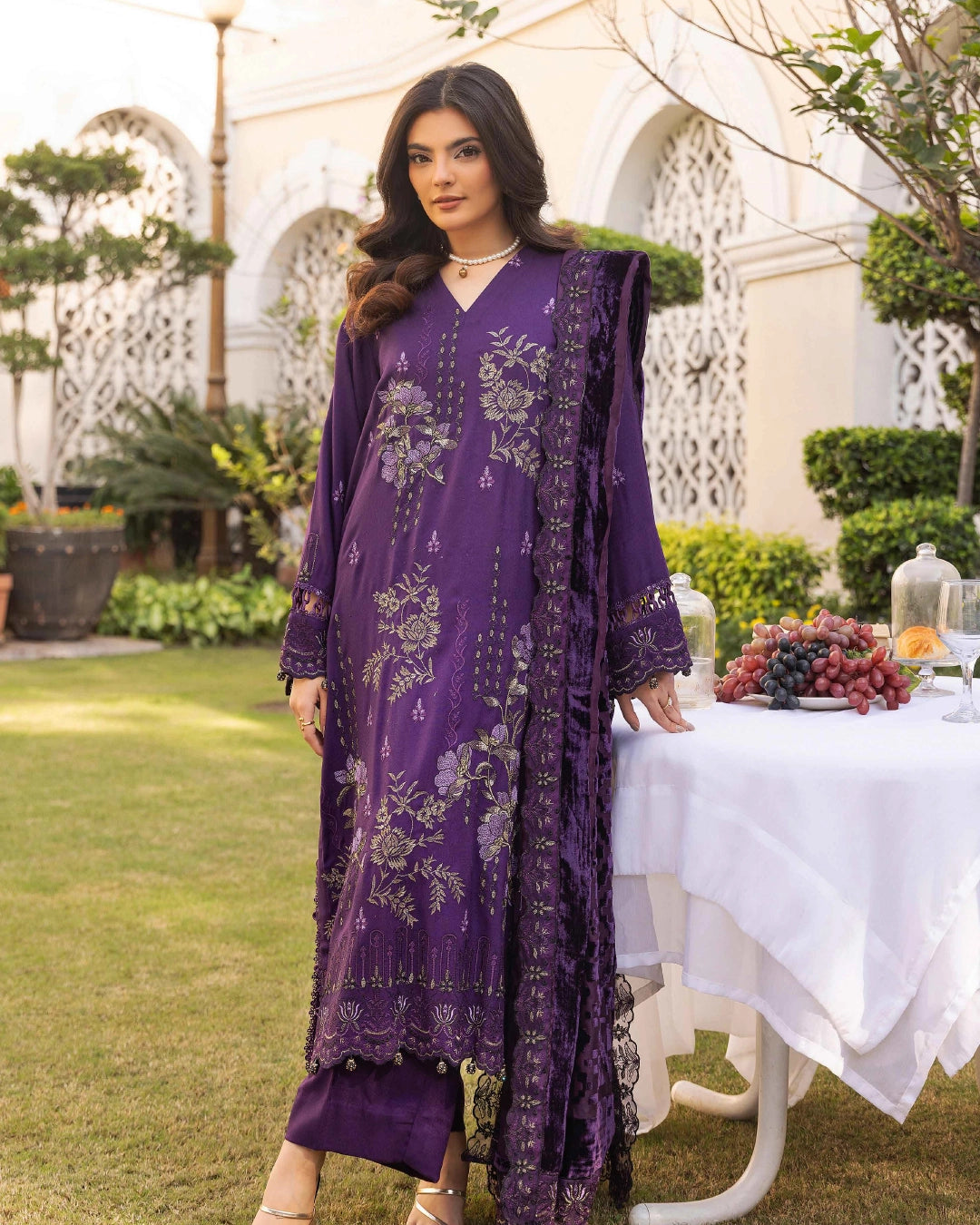 SHAISTA - GOLD PEACH EMB D-148
